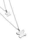 COLLAR DOBLE CON MARIPOSAS EN ALEACIÓN DE METALES BAÑADO EN PLATA DE LEY Colgante