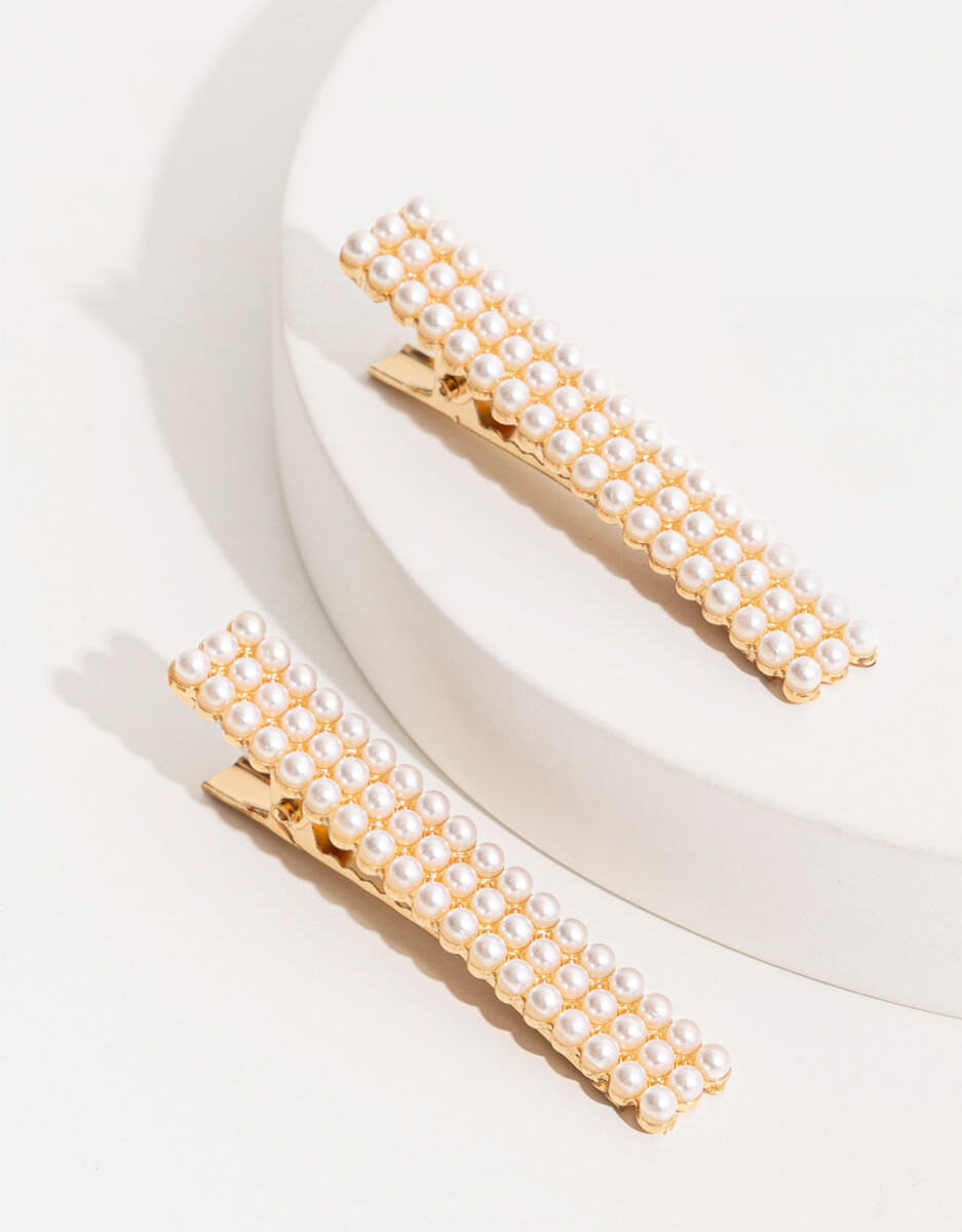 Set De Hebillas Con Perlas 
