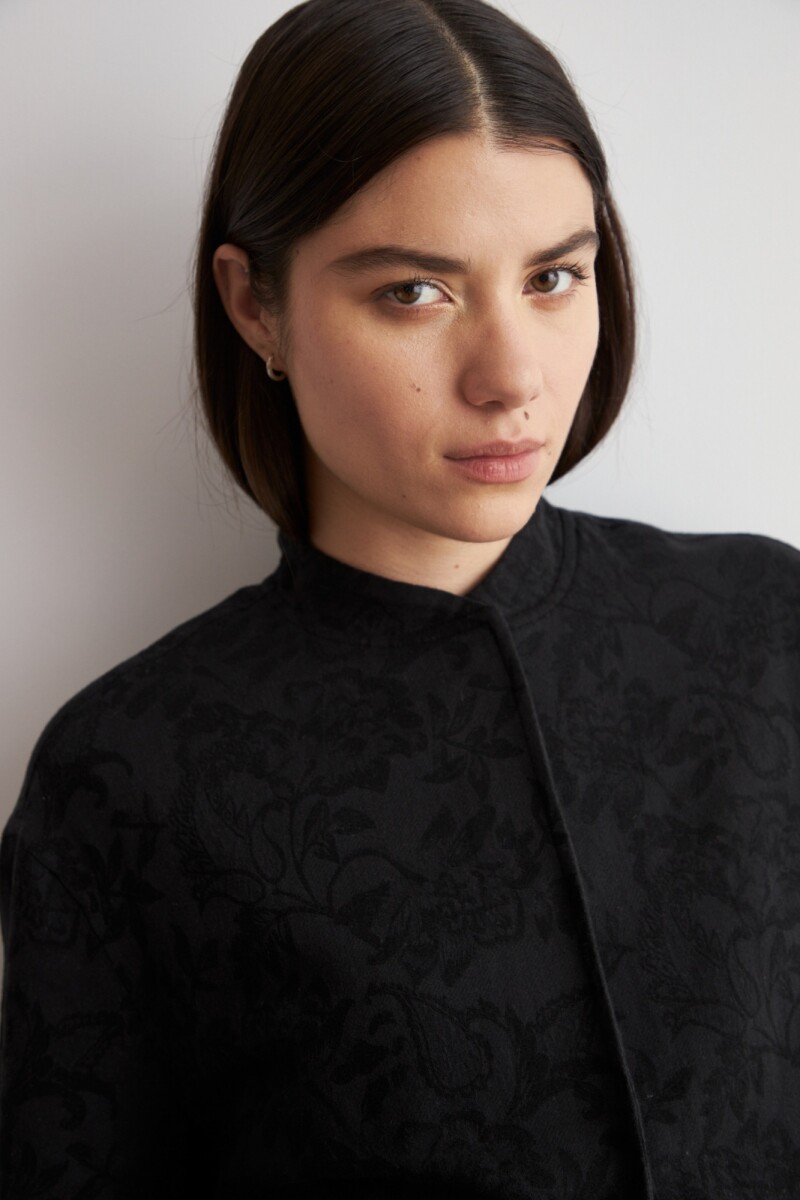 Chaqueta bomber jacquard floral negro