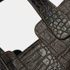 Cartera de Mano The Braided En Cuero Grabado Croco Negro