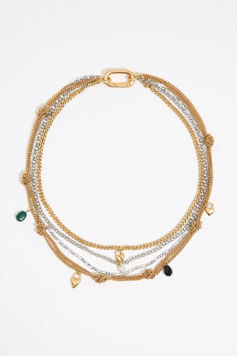 COLLAR MULTICADENAS CORAZONES Oro