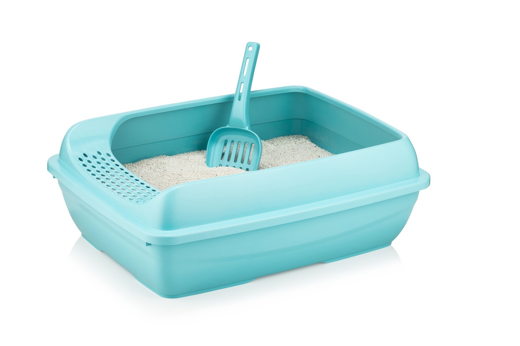 CAT LITTER TRAYWITH STRAINER TURQUOISE BLUE 