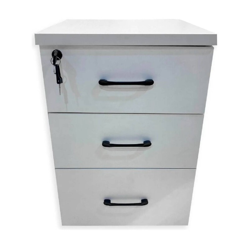 Cajonera con Llave de Madera Melaminico x3 cajones Blanco