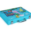 Valija infantil 128 Piezas Marcadores Lápices Crayones Madera Celeste