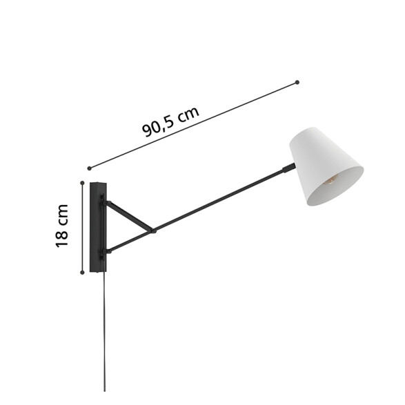 Lámpara de pared E27 brazo de acero móvil +campana EG6120