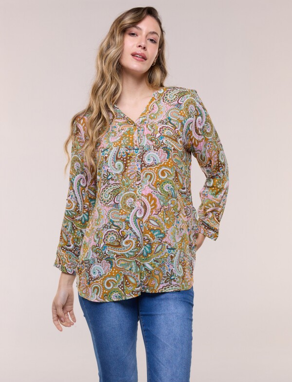 Blusa Holgada Arabescos MULTI/TOSTADO