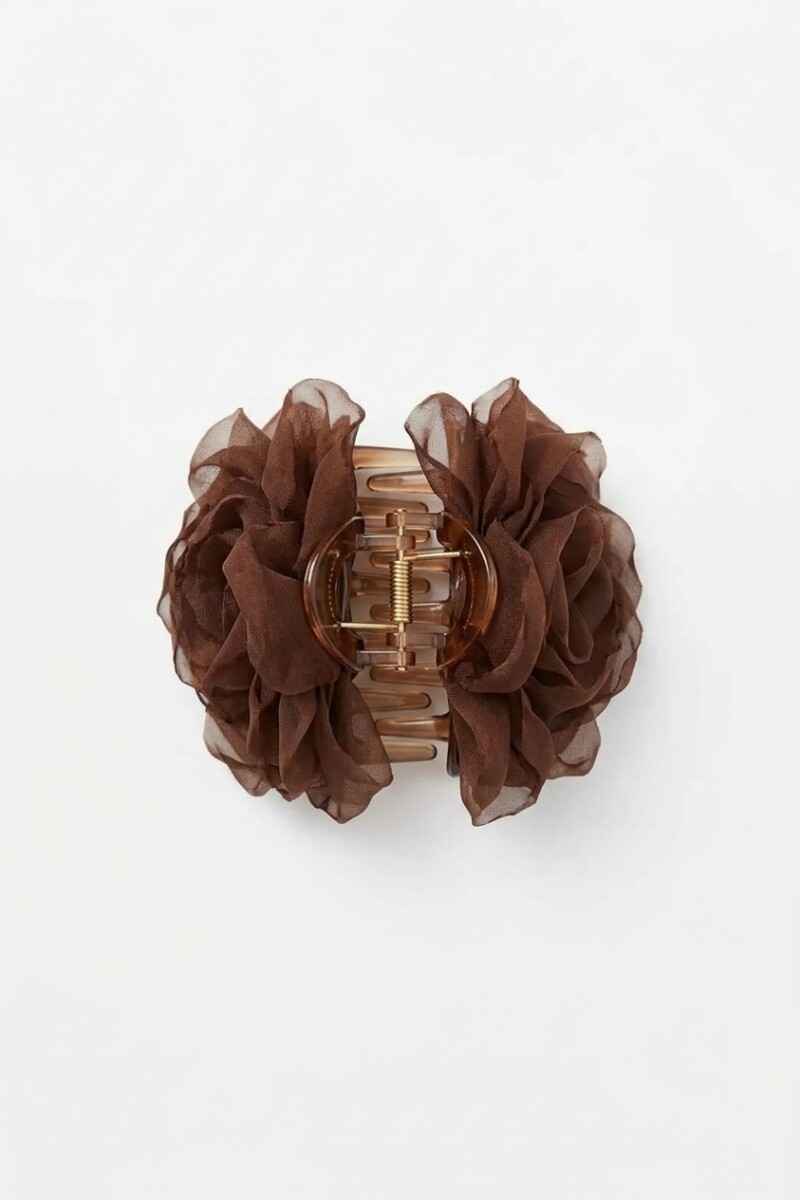 Broche flor marrón