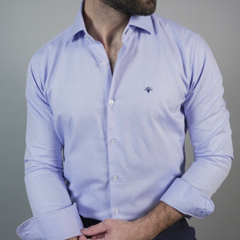 CAMISA LUXURY Celeste Oscuro espigado