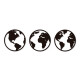 Triptico Cuadro Madera Mundo Circular 30 X 30 Cm Decoracion Negro