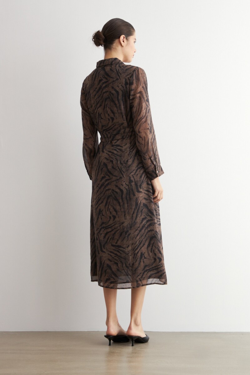 Vestido camisero animal print tostado