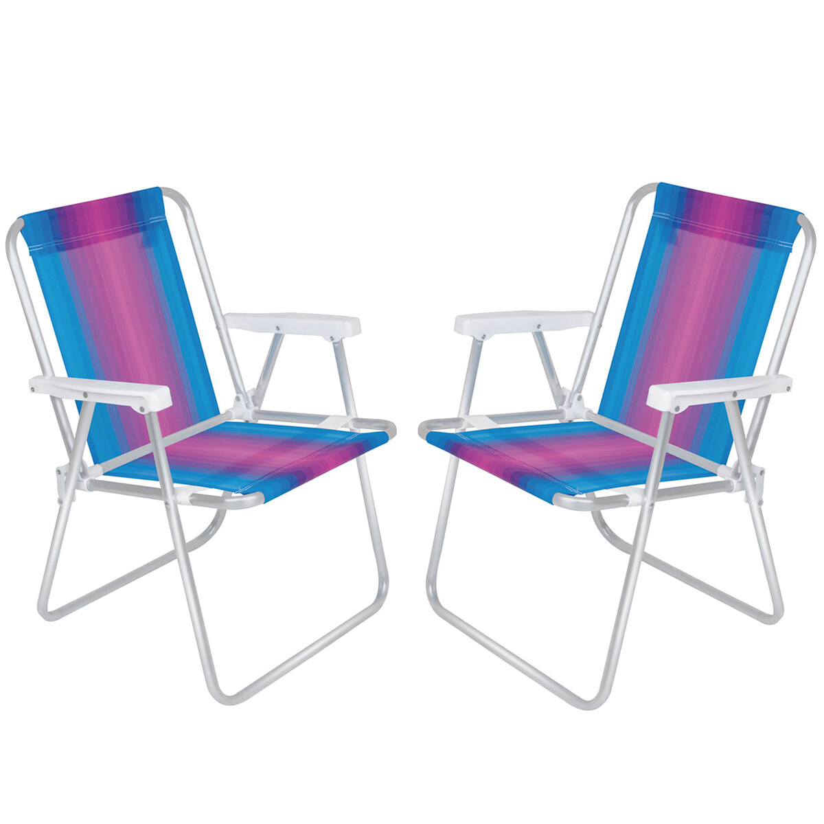 Set X 2 Sillas Altas Aluminio Clásica A Rayas - ROSA 