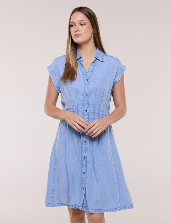 Vestido Camisero Entallado Denim JEAN