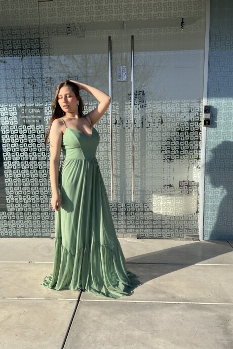 Vestido largo con tiradores finos Eoisa Verde