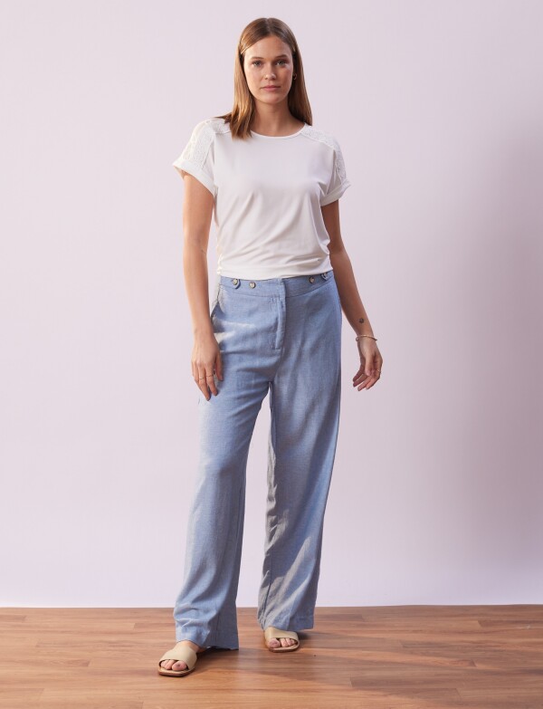 Pantalon Lino Wide Leg CELESTE