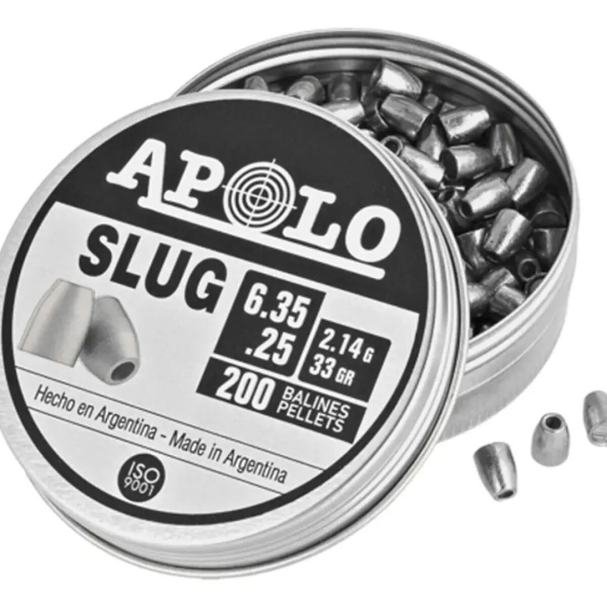 Chumbos Apolo Slug 6,35mm 200 Unidades 33 Grains 