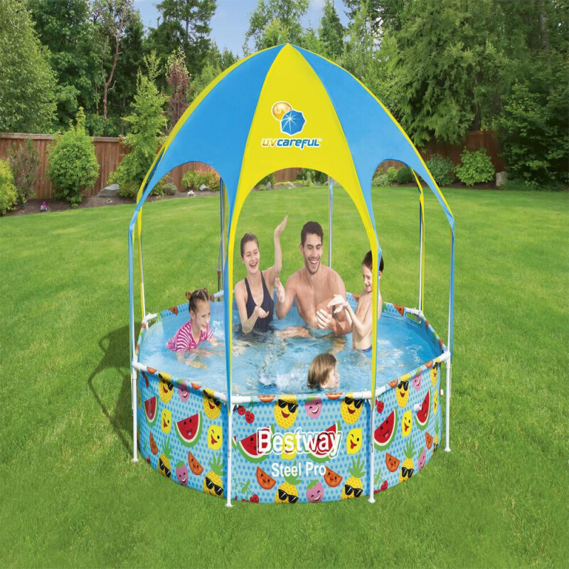 Piscina Steel Pro Infantil con Toldo UV Bestway 56432 - Diversión y Protección Solar Todo el Verano Piscina Steel Pro Infantil con Toldo UV Bestway 56432 - Diversión y Protección Solar Todo el Verano