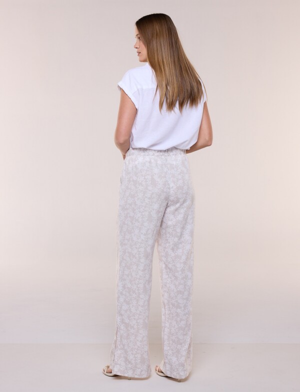 Pantalón De Lino Wide Leg BEIGE/MULTI