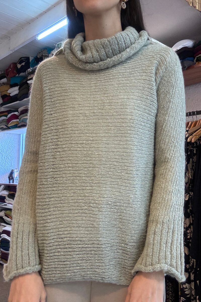 Buzo cuello de lana Gris claro