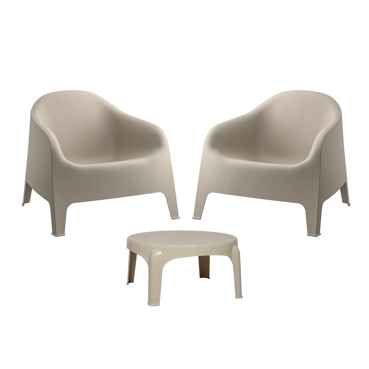 2 Sillones Skarpo + Mesa redonda Puket - BEIGE 
