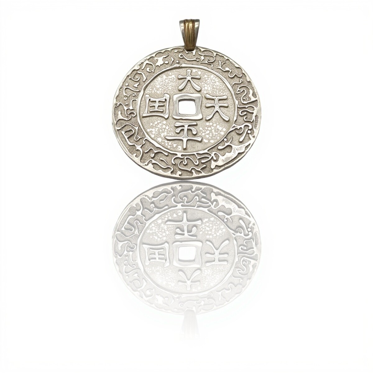 Dije Moneda china-Plata y oro- Sin piedra- CP5387 - sinpiedra 