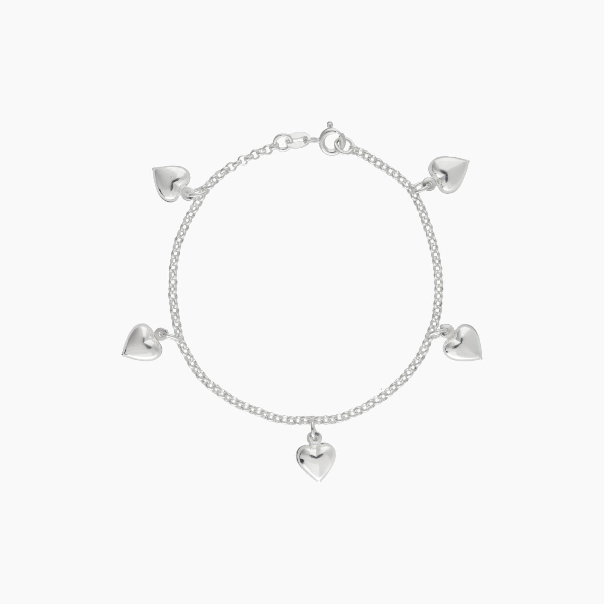 Pulsera En Plata 925 Con Corazones 