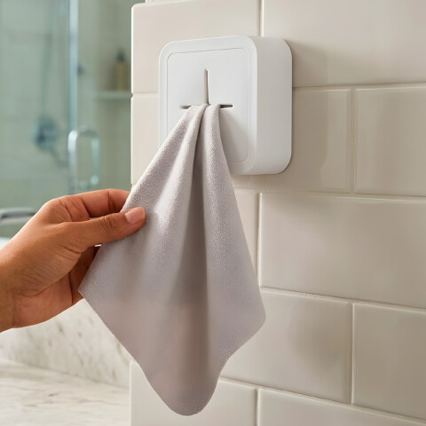 Soporte Toalla Toallero Pared Baño Cocina Cubo Adhesivo Ax ® Variante Color Blanco