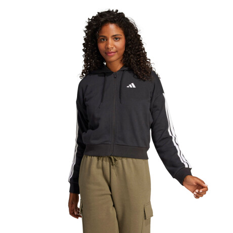 Campera de Mujer Adidas Essentials French Terry 3 Tiras Negro - Blanco