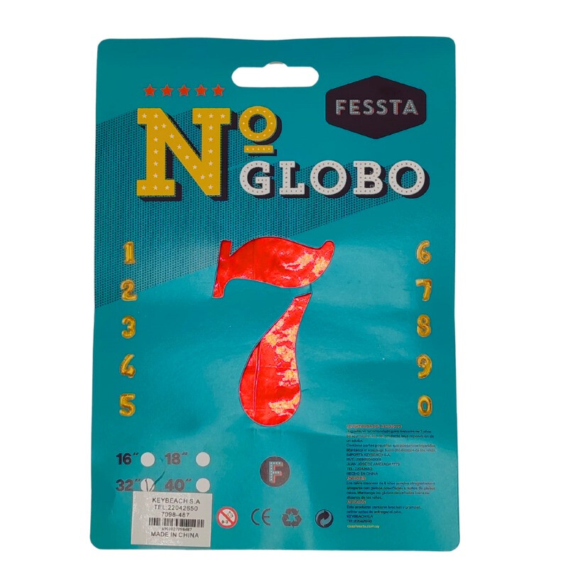 Globo Número Fessta 32" Rojo SIETE