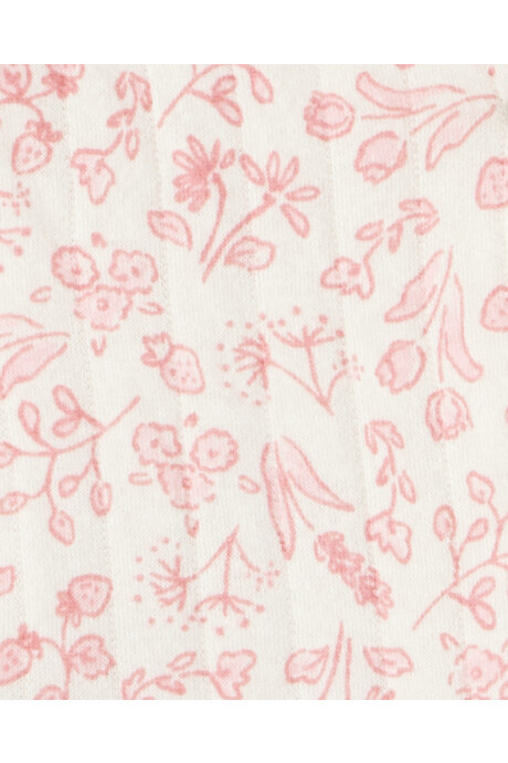 Set tres piezas de algodón, chaleco floral, pantalón y body calado Sin color