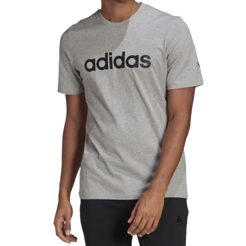 Remera de Hombre Adidas Essentials Logo Gris - Negro