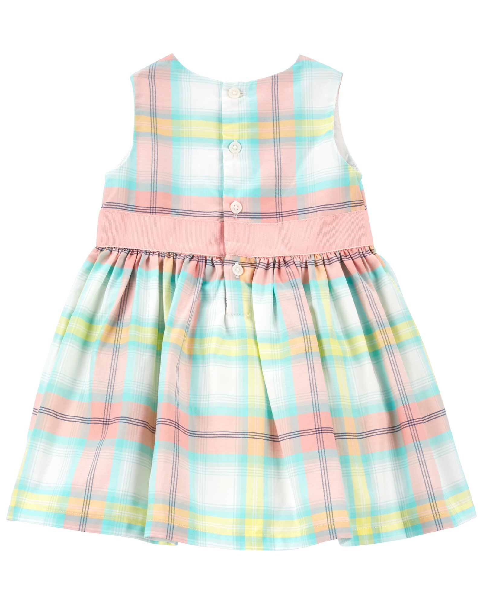 Vestido de algodón con lazo diseño a cuadros Sin color