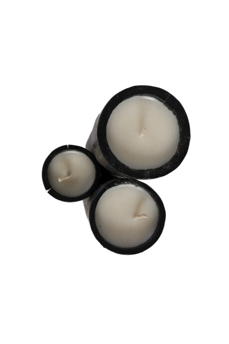 VELAS Y CANDELABROS SET 3 VELAS BAMBÚ BLACK 20/25/30H CM