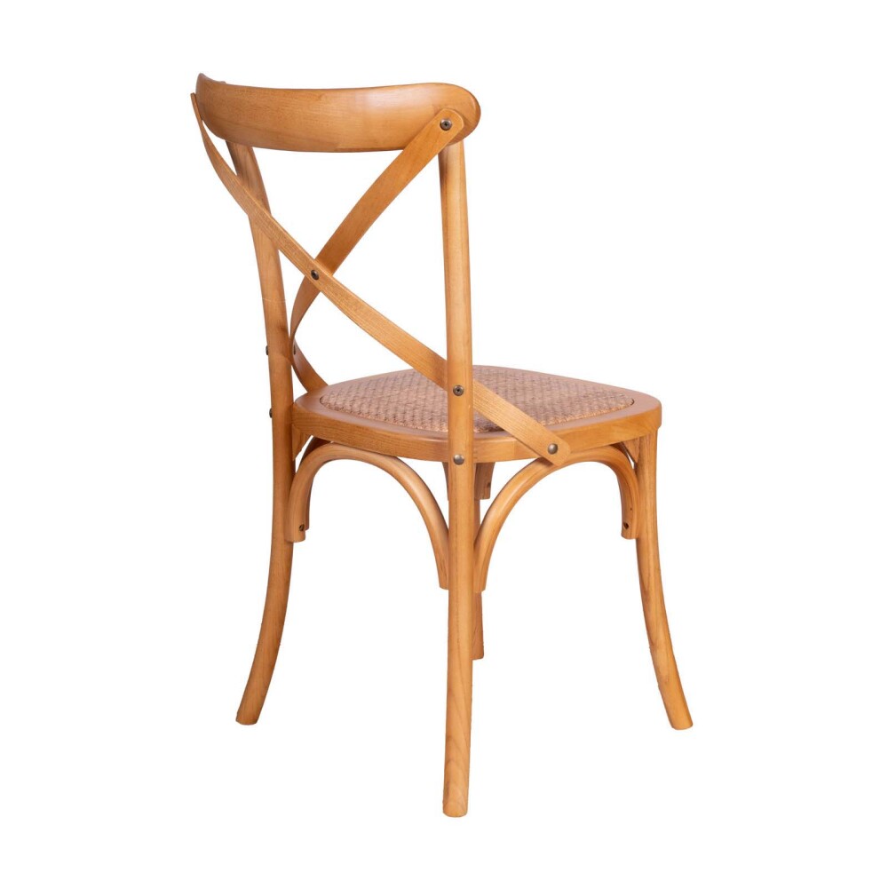 SILLA DE COMEDOR MADERA NATURAL-BEIGE CRUCETA