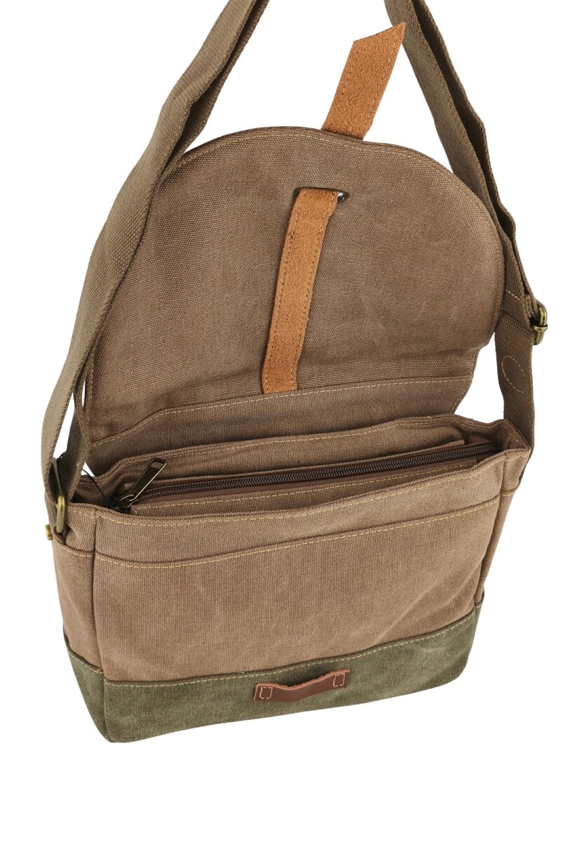 Morral con solapa Marrón con Verde