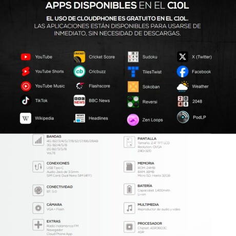 Celular Logic HC10L LTE Cloud phone V01