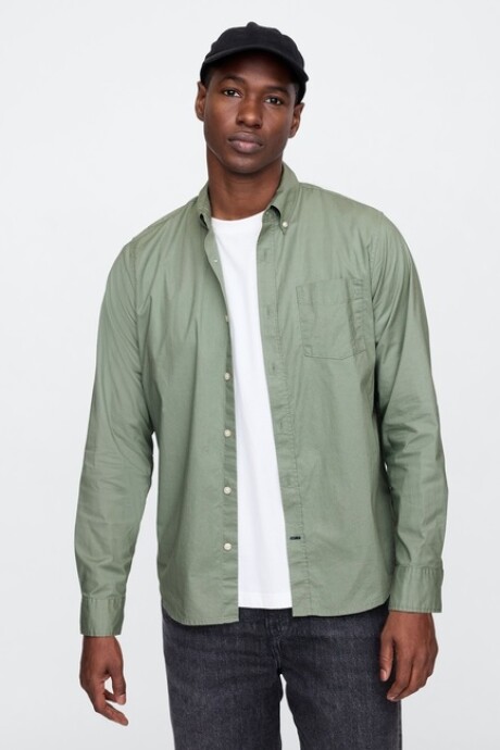 Camisa Poplin Hombre Gasoline Green