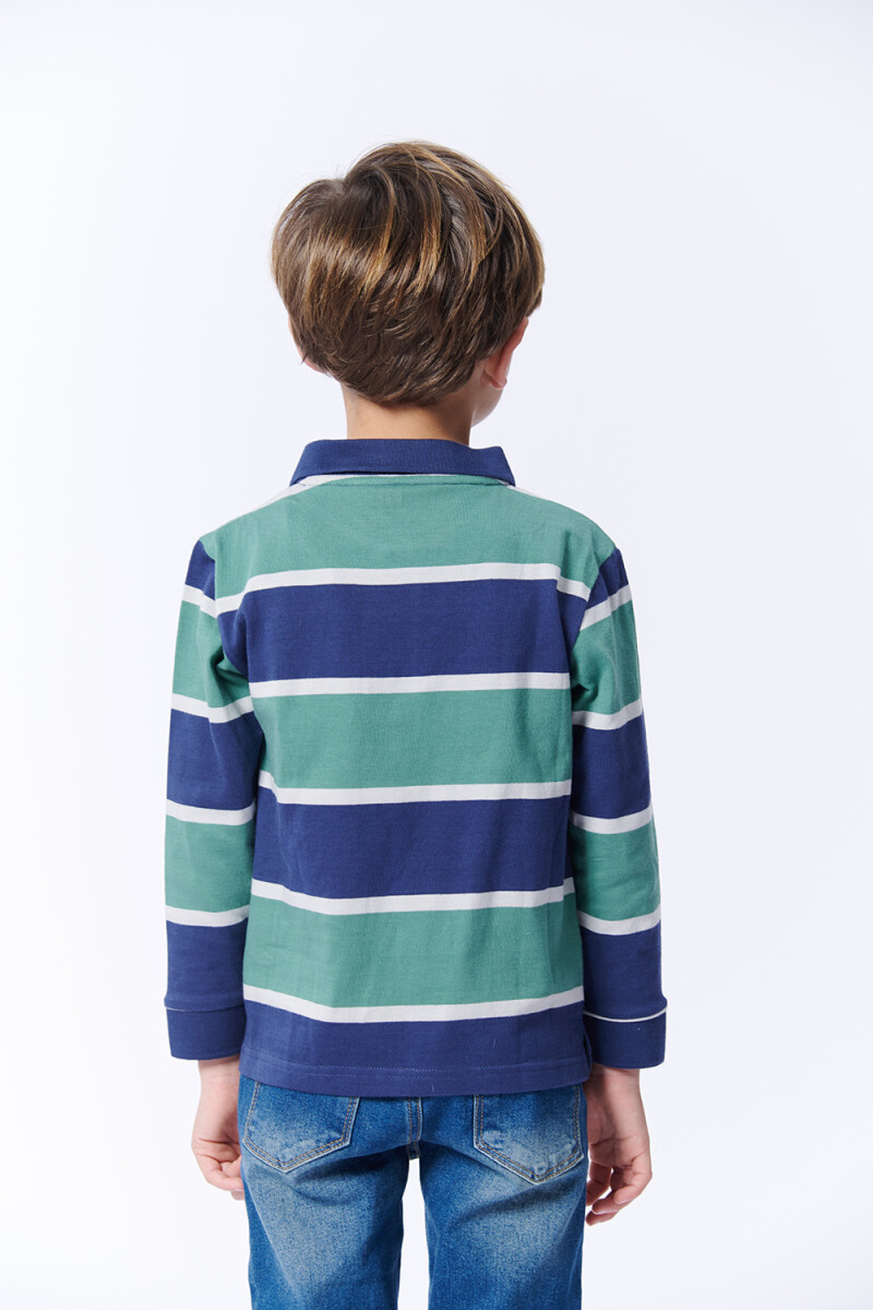 REMERA Manga larga POLO RAYAS Verde Y Azul