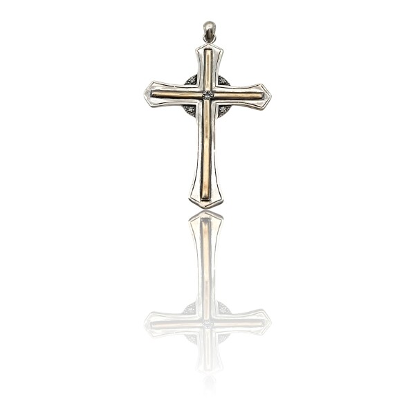 Dije Cruz-Plata 925 y Oro-Piedra Zirconia-CP5326 conpiedra