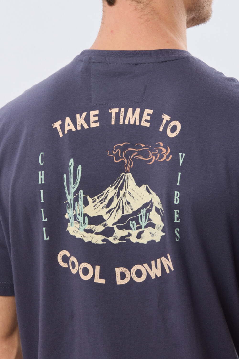 REMERA ESTAMPADA DE ALGODÓN Azul