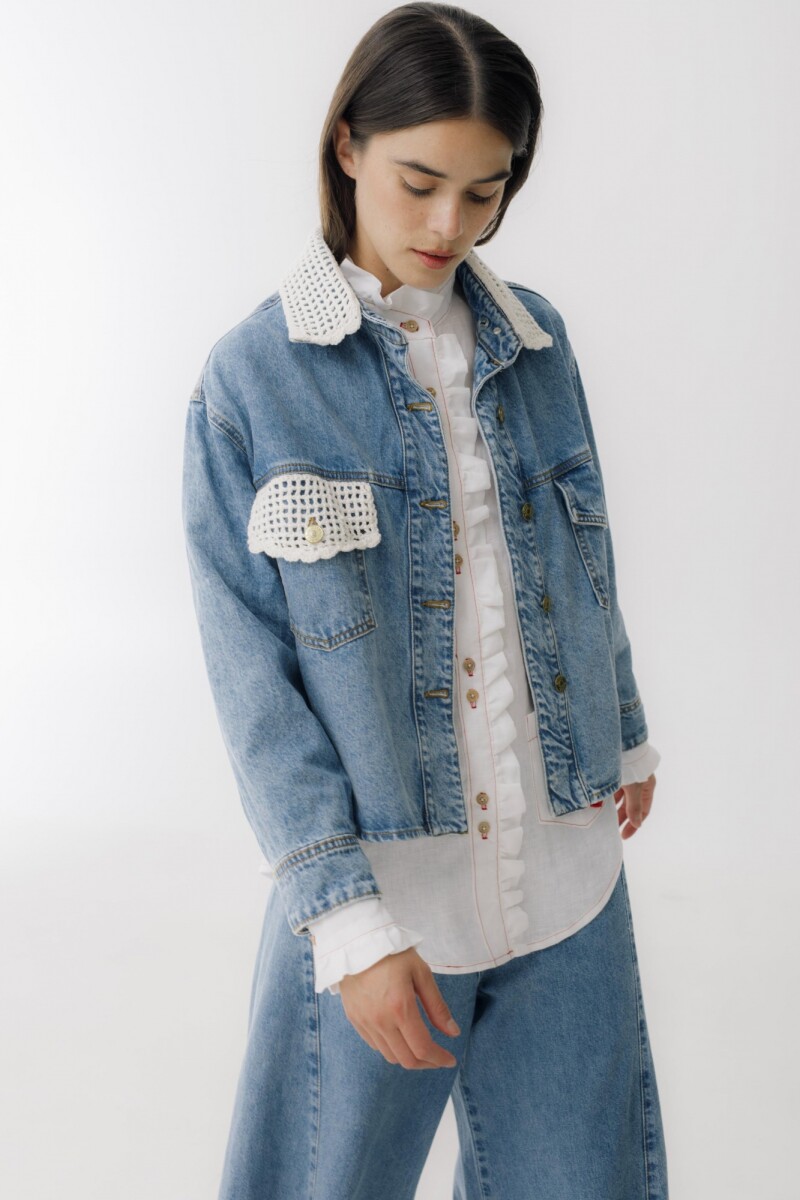 CAMPERA JEAN CROCHET Blanco