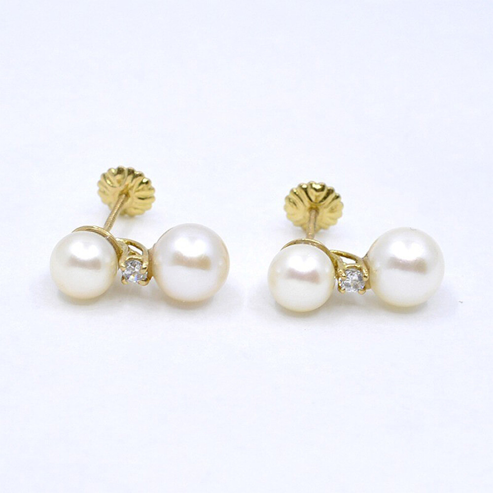 Caravanas En Oro 18K, Perlas Y Zirconias Caravanas En Oro 18K, Perlas Y Zirconias