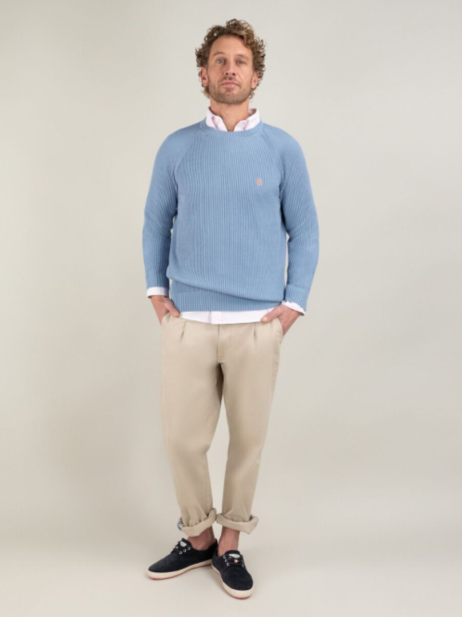 Jersey Punto Inglés - Azul Medio 