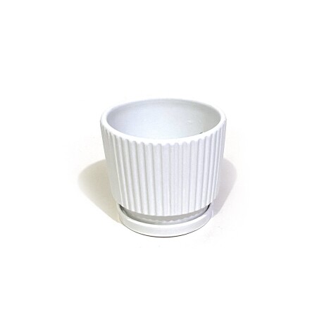 Maceta Ceramica Blanca Con Rayas 17,5x 15,8 Maceta Ceramica Blanca Con Rayas 17,5x 15,8