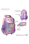 Mochila con carrito + cartuchera Trendy Lila