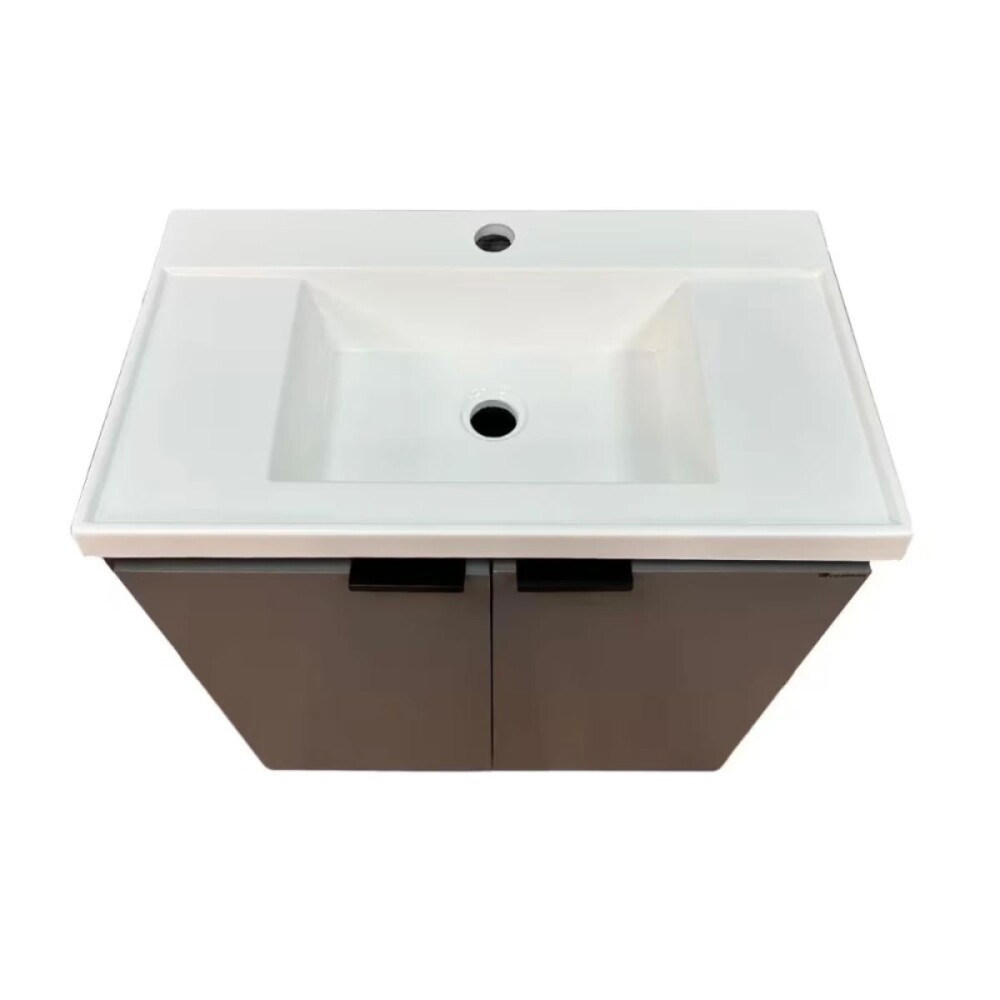 Mueble de baño suspendido Aster negro 60cm con bacha de resina Mueble De Baño Suspendido Aster Negro 60cm Con Bacha De Resina