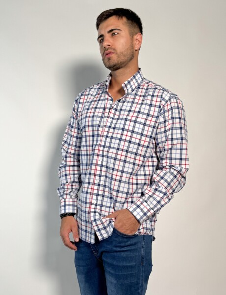 Camisa a cuadros Yano Blanco