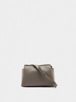Bolso Bandolera Con Textura Efecto Piel gris