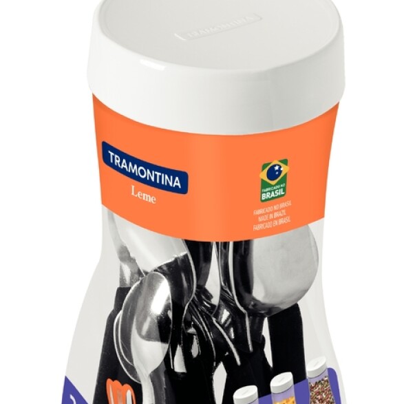 Juego de cubiertos negros (pote 20 piezas) "Leme" -TRAMONTINA TN7649