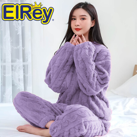 Conjunto Pijama Jogging Peluche Abrigo Buzo Pantalón Violeta