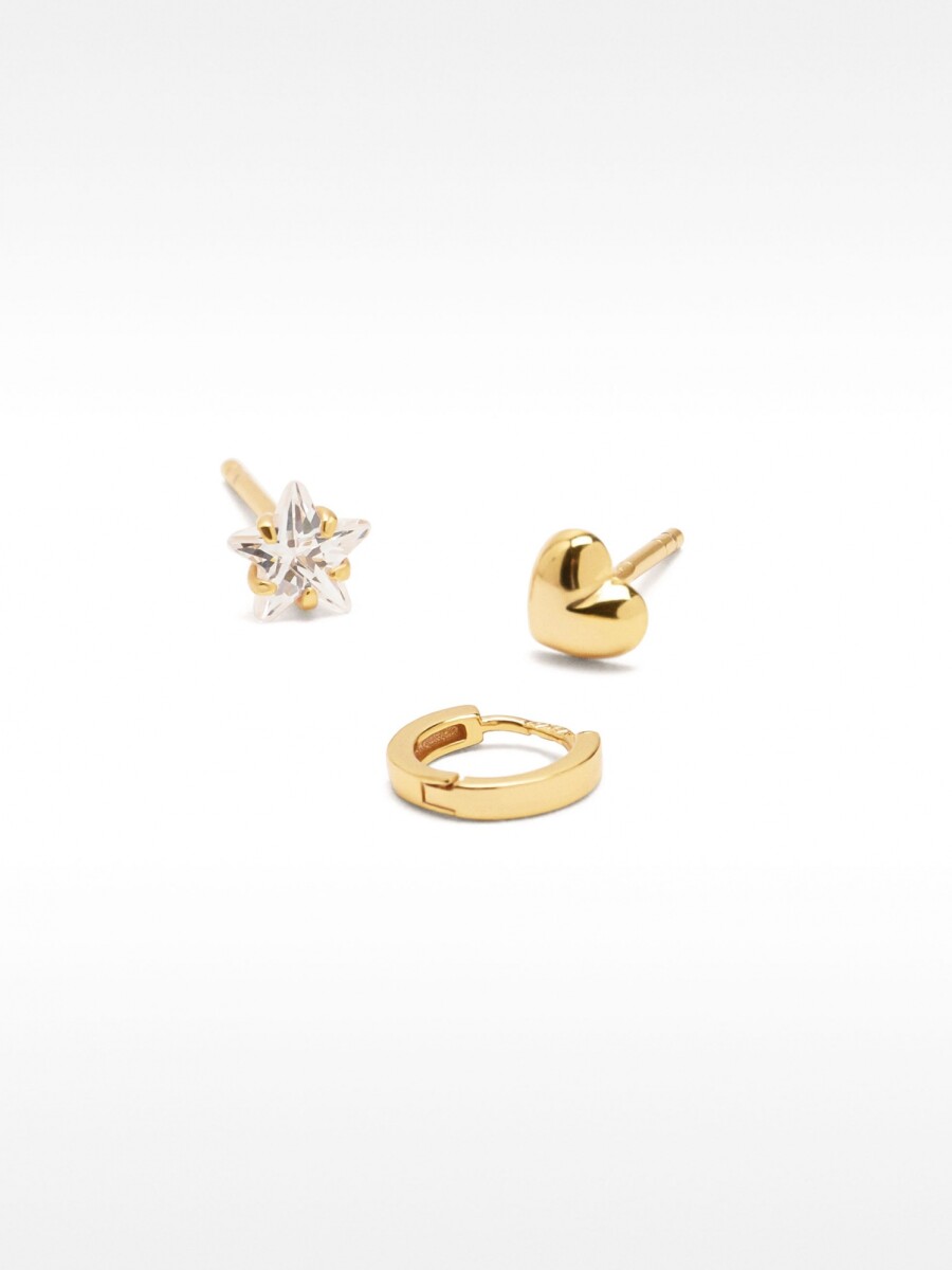 Set De Pendientes Con Circonitas - Plata De Ley 925 dorado